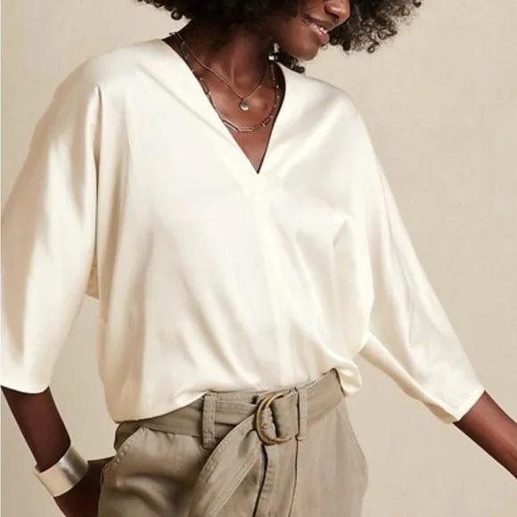 Banana Republic Dolman Sleeve V-Neck Blouse - Picture 1 of 9